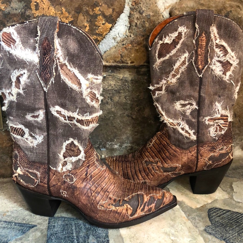Dan Post Women’s Genuine Lizard Distressed Boots 9M